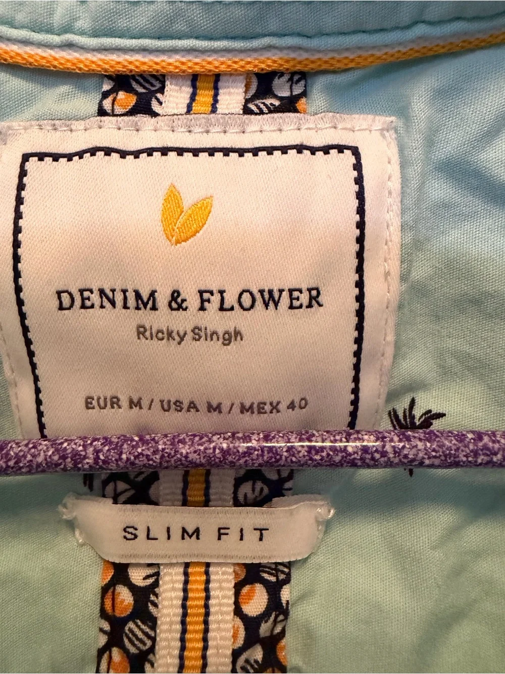 Denim & Flower Light Blue Short-Sleeve Palm Print Button-Up Shirt